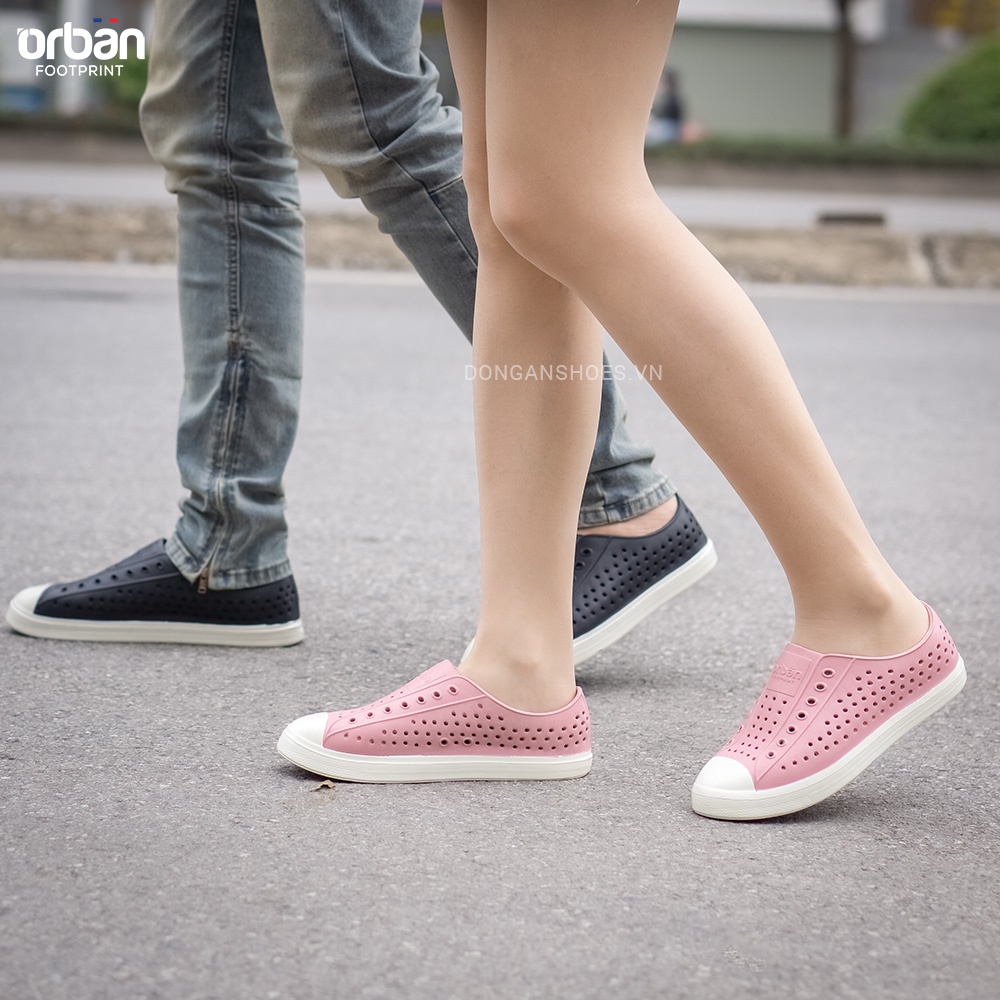 Giày Slipon Lỗ Urban Footpritn EVA Fylon Hồng Trắng (D2001 AD8)