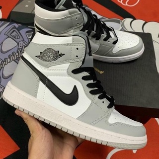 Giày jordan cổ cao nam nữ, giày jordan jd1 high xám đen hàng cao cấp full box bill