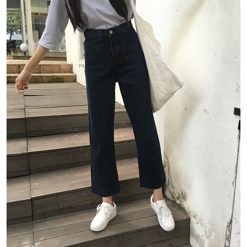 Quần culottes jeans ống suông (Sẵn) | BigBuy360 - bigbuy360.vn