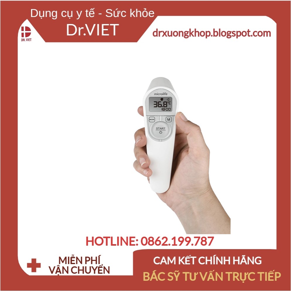 Nhiệt kế điện tử hồng ngoại đo trán tự động Microlife NC200 chính hãng- Bảo hành 2 năm- Đo nhanh, không chạm, an toàn