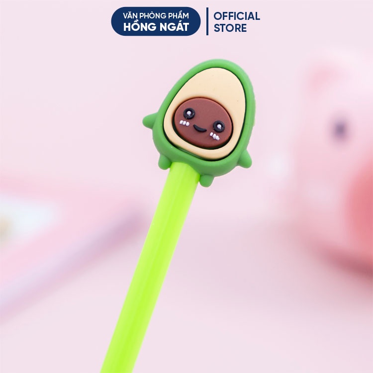Bút bi cute hình quả bơ, bút bi nước mực gel đen ngòi 0.5mm nhiều màu dễ thương đồ dùng học tập văn phòng phẩm B06
