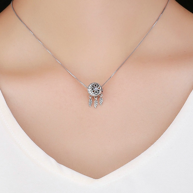 Bamoer Bạc 925 Hạt Charm Dreamcatcher Phụ Kiện May Mắn Cho Vòng Tay Tự Làm