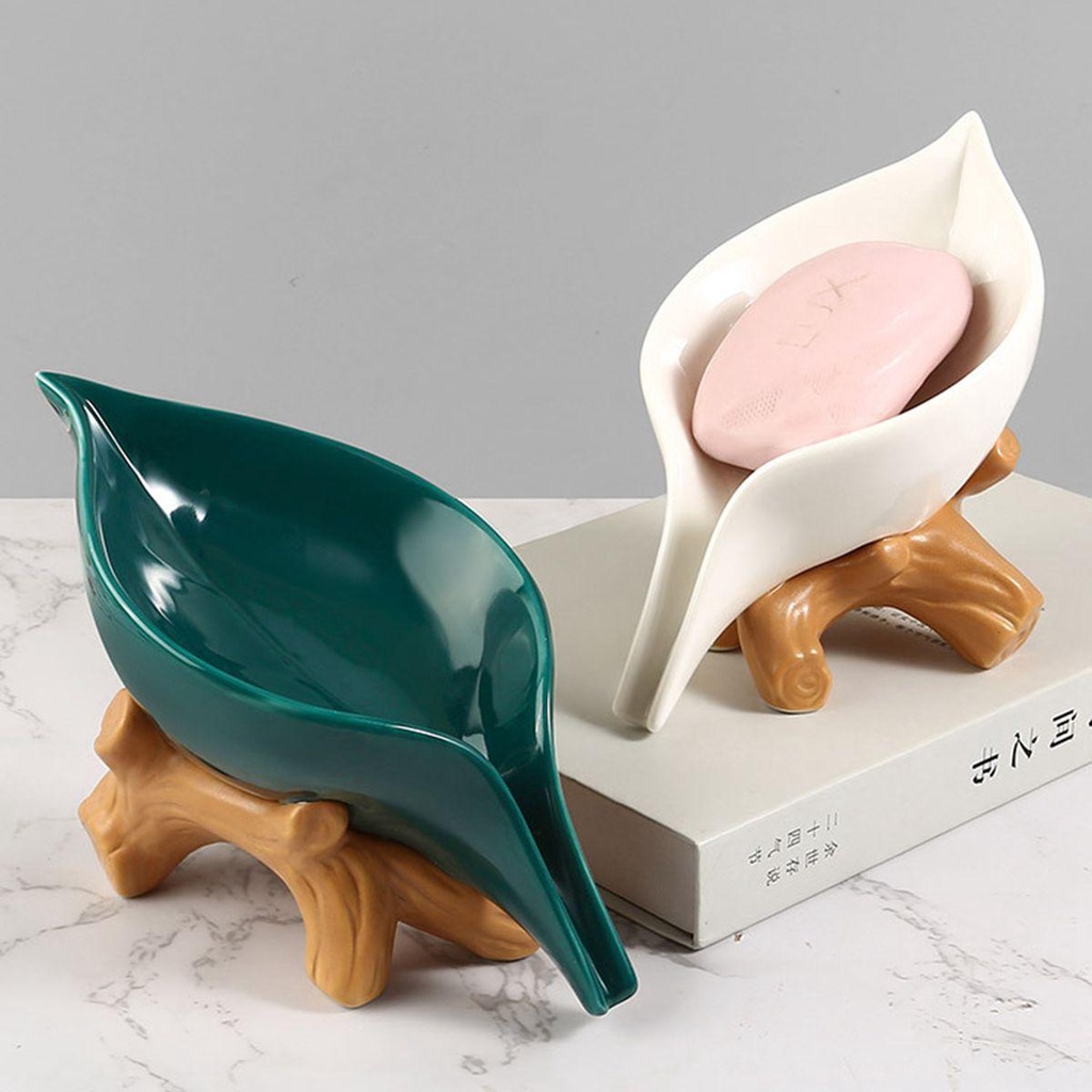 Khay Sứ Đựng Xà Phòng Hình Chiếc Lá Dễ Vệ Sinh