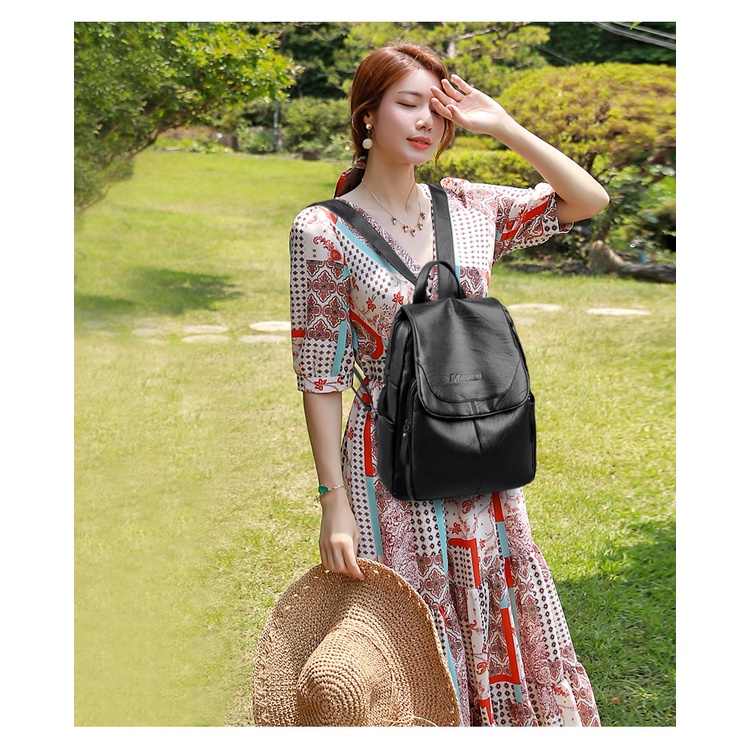 Balo Da Mềm Cỡ Lớn Dễ Phối Đồ Thời Trang Hàn Quốc Cho Nữ