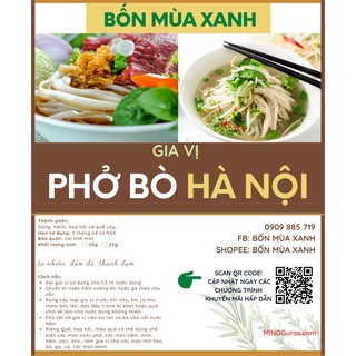 Gia Vị Nấu Phở Bò Hà Nội (gói 25g) - Đủ gia vị phở cho gia đình 4 người - Bốn Mùa Xanh