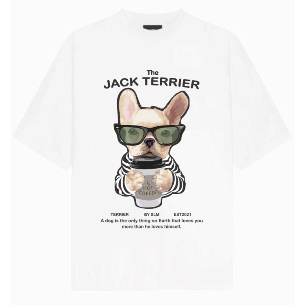 Jack Terrier tee Áo thun nam nữ Form rộng