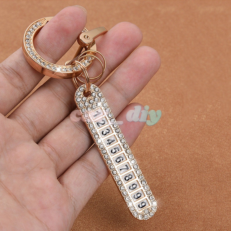 Mới Móc Chìa Khóa Gắn Số Điện Thoại Pha Lê Sang Trọng Chống Thất Lạc Dùng Làm Quà Tặng