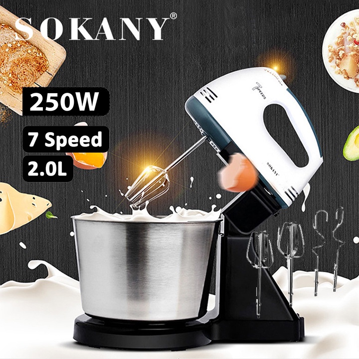 [ Xả Kho ] Máy Đánh Trứng, Nhào Bột Để Bàn Sokany CX-6620 Công Suất 250W Chậu 2 Lít {BH 12 Tháng]