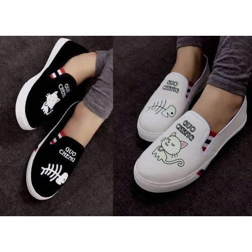 Giày lười slip on mèo cá thời trang