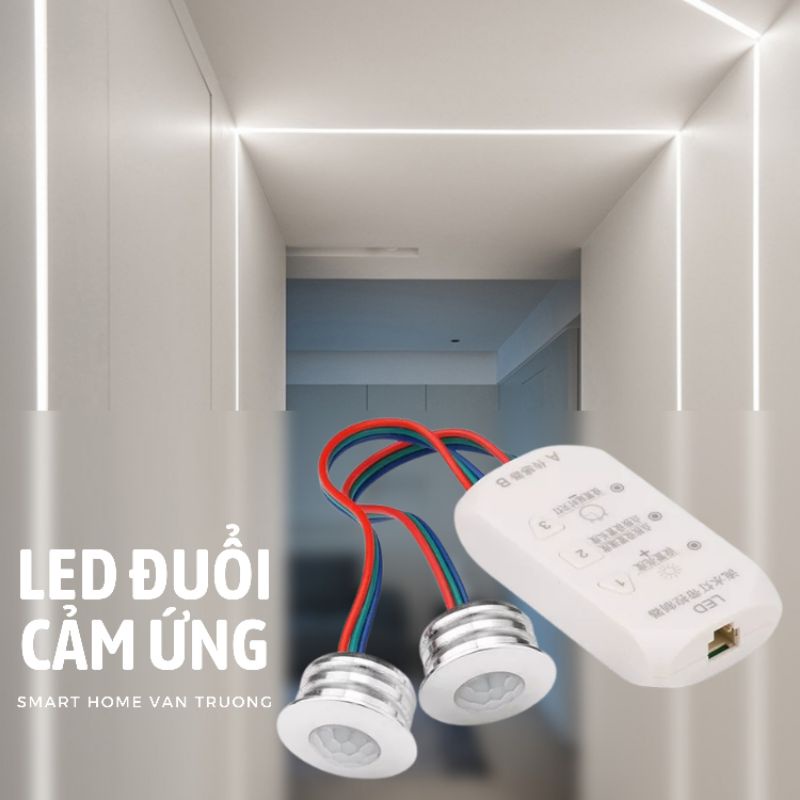 Bộ điều khiển đèn led đuổi nhà tắm nhà vệ sinh cầu thang hàng lang nối đi decor với 2 cảm biến chuyển động