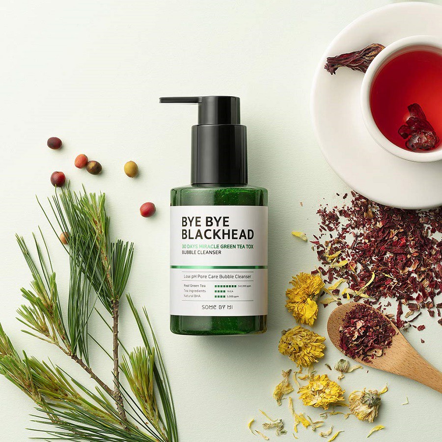 Sữa Rửa Mặt Sủi Bọt Loại Bỏ Mụn Đầu Đen Some By Mi Bye Bye Blackhead 30 Days Miracle Green Tea Tox Bubble Cleanser 120g