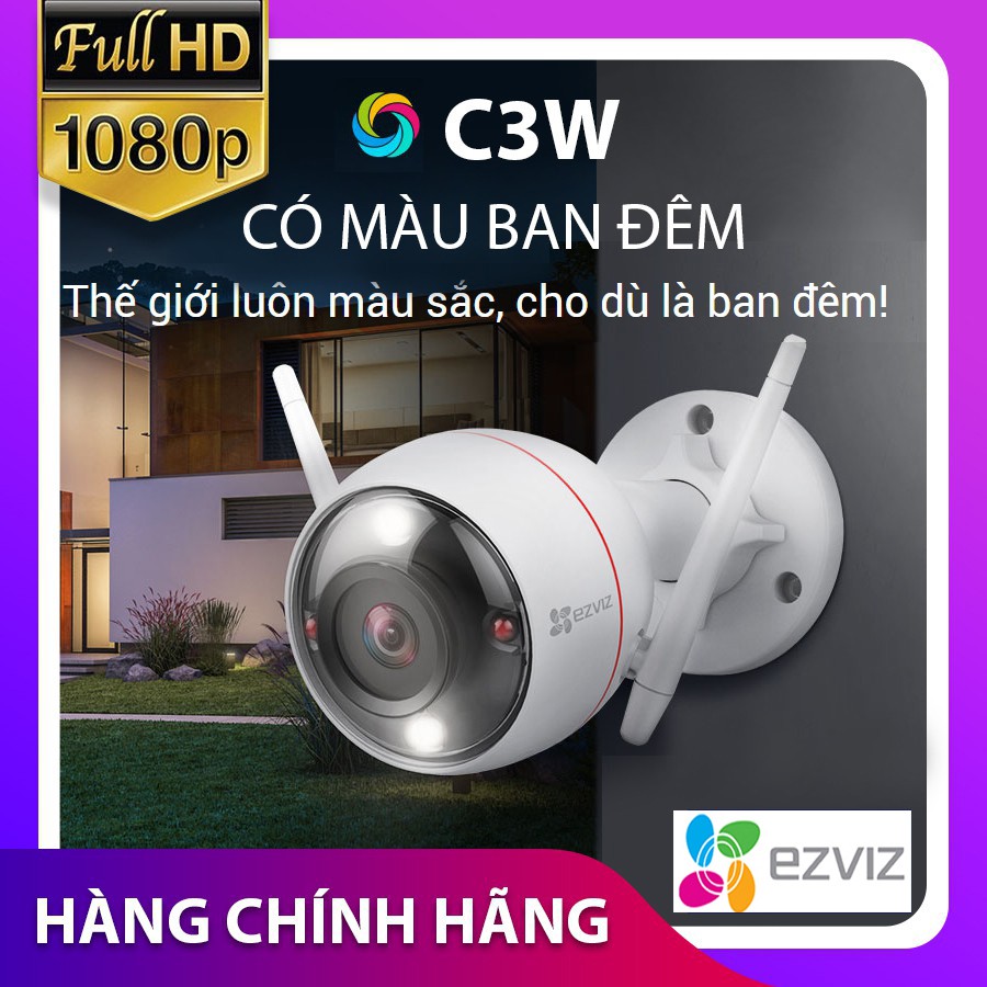 camera ip wifi ezviz c3tn c3wn c3n c3w c3wpro độ phân giải 2k Full HD 1080P ban đêm có màu - báo động còi hú