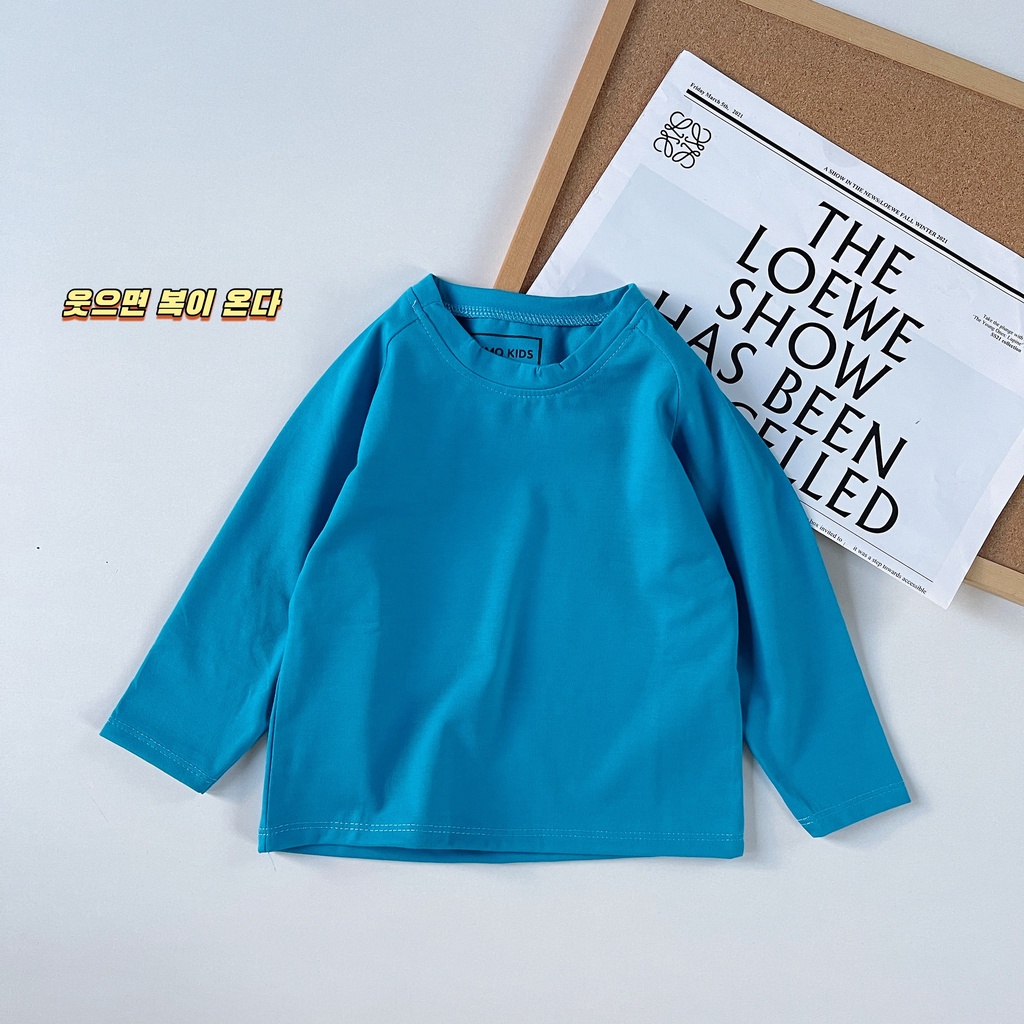 Áo Dài Tay Cotton Trơn Cực Đẹp Cho Bé Trai - Bé Gái, Thời Trang Thu Đông Cho Bé Từ 7-27kg MINKYSUN