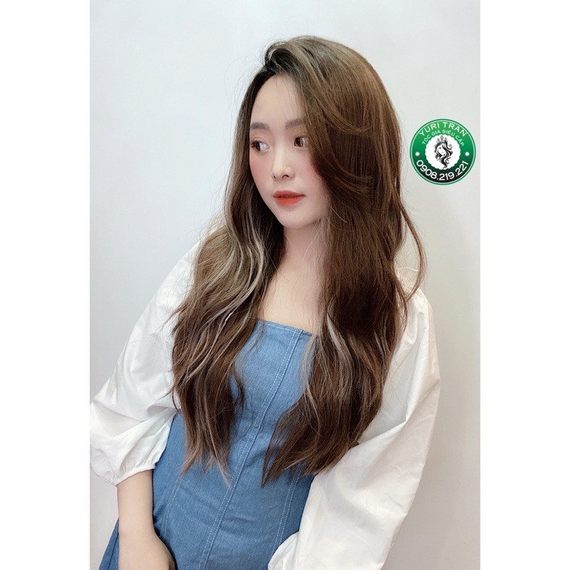 TÓC GIẢ NGUYÊN ĐẦU NÂU LIGHT BẠCH KIM 2 MÁI 7/3