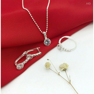 Bộ trang sức đá tròn dây bi 3 món
