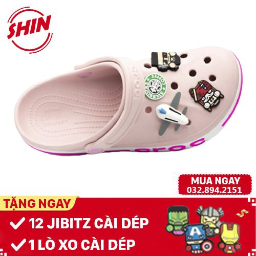 dép cross đế bánh mì họa tiết hồng viền hồng đậm SHINCROSSGB5 tặng 12 sticker cross