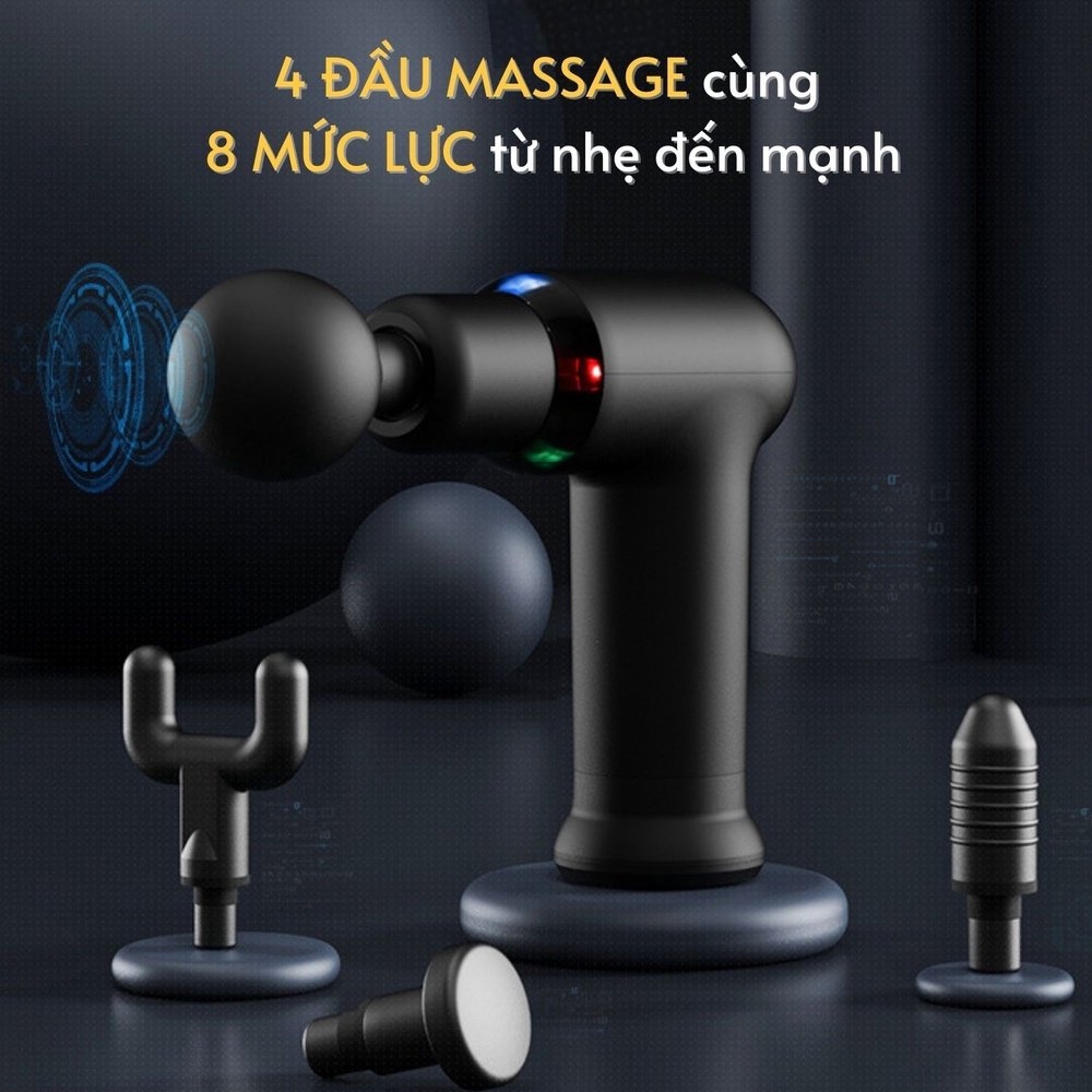 Máy massage cầm tay mini đấm lưng mát xa trị liệu METAMO mátxa cổ vai gáy 4 đầu 6 chế độ