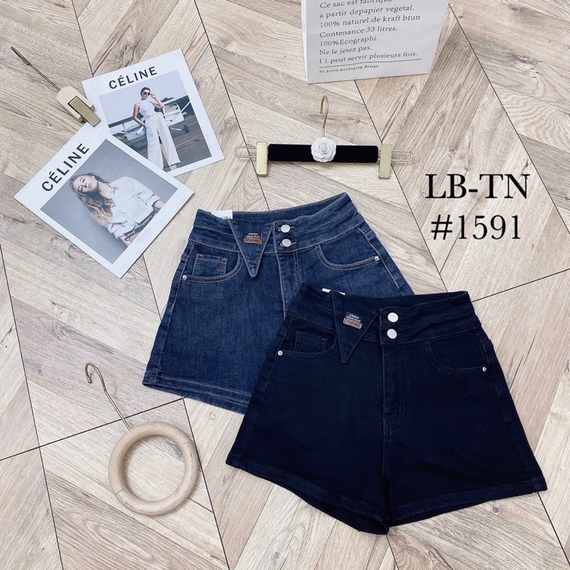 Quần short jean cạp cao