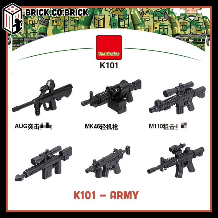 Đồ chơi lắp ráp Hộp 6 bộ Quân Đội kèm Phụ kiện cực chất minifigures Mô hình Army K101 K105