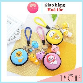 ( Kèm Chuông ) Bao Tròn Kèm Móc Khoá Đựng Tai Nghe Cáp Sạc - Nhỏ Gọn Tiện Dụng - Vô Cùng Đáng Yêu