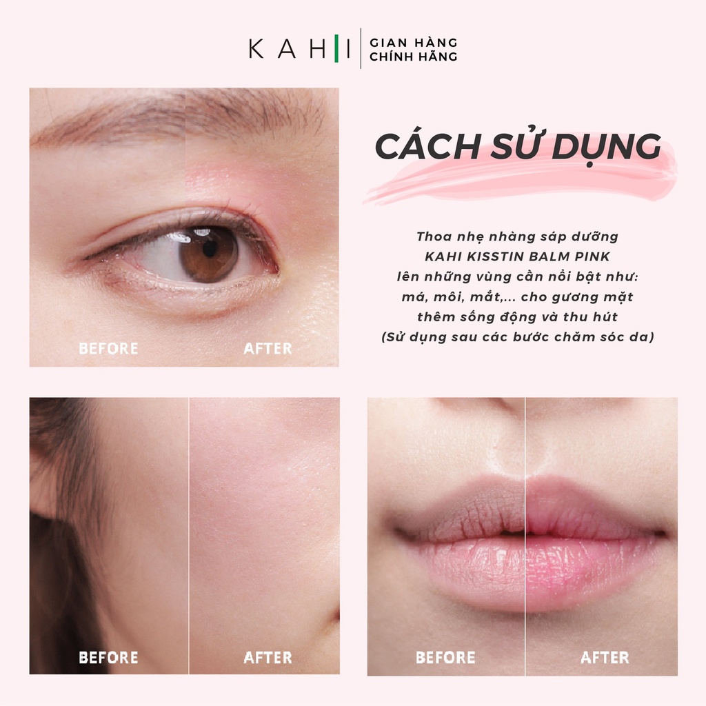 Combo 2 Kem Dưỡng Ẩm Sáng Da Chiết Xuất Cá Hồi KAHI Kisstin Balm Pink Dạng Thỏi 9g