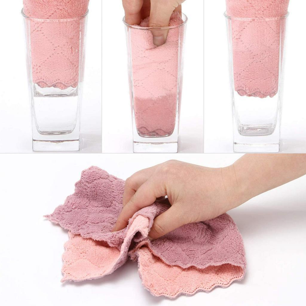 1/ 5 Khăn lau bát đĩa vải dày siêu thấm hút 30 x 30 cm