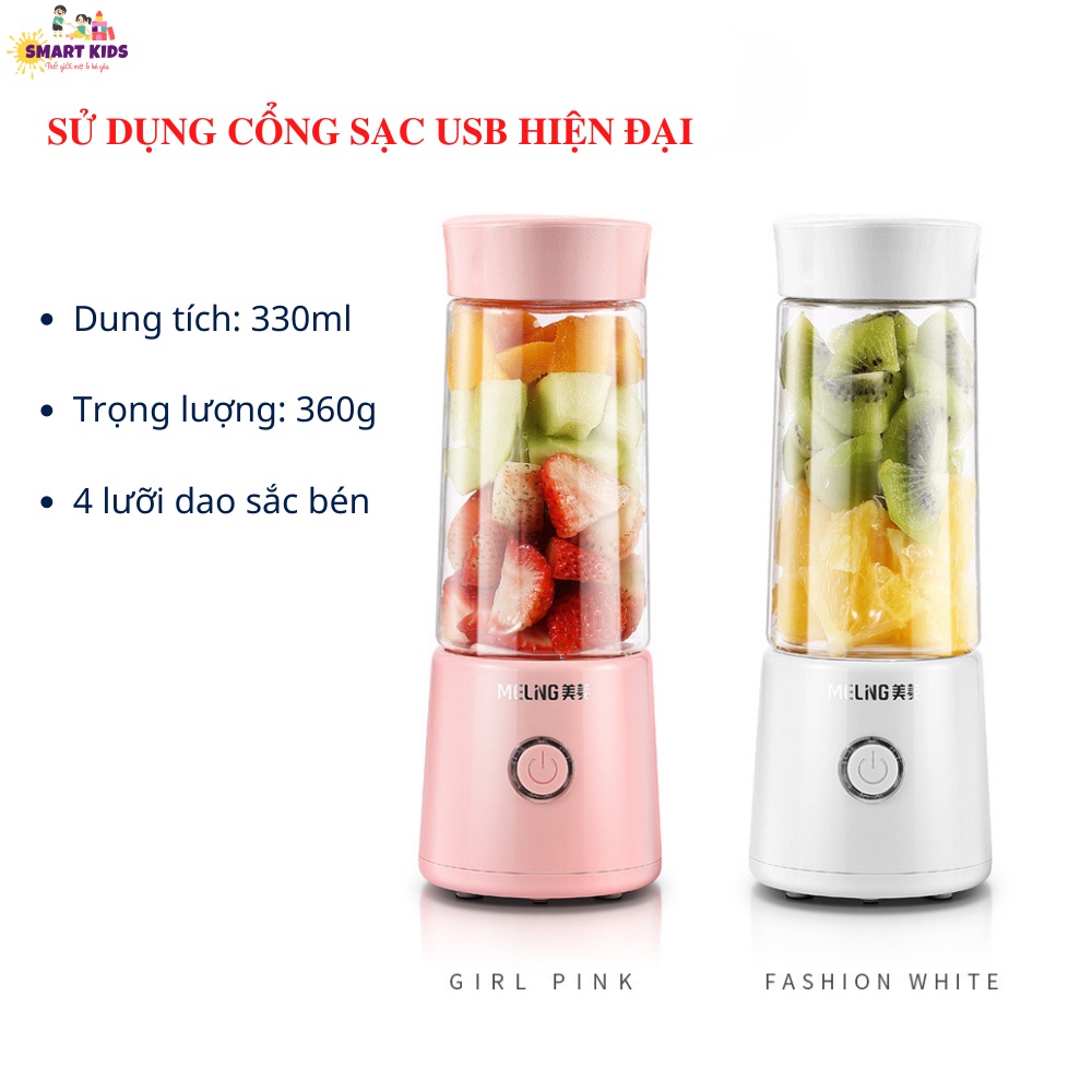 Máy Xay Sinh Tố Cầm Tay Mini MELING Đa Năng Thời Trang Cao Cấp Sạc USB Chính Hãng  Smartkids