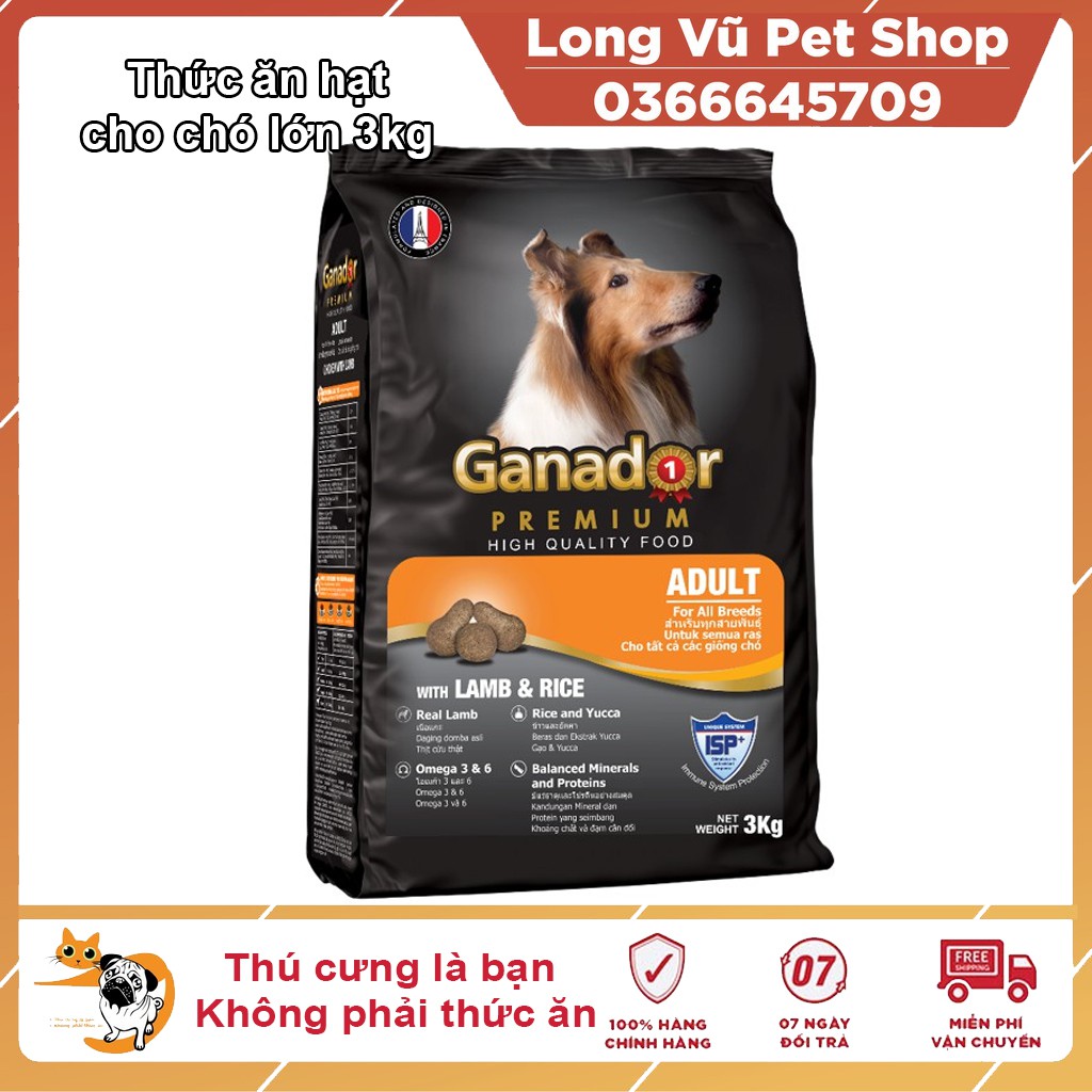 Thức ăn cho chó trưởng thành Ganador vị thịt cừu &amp; gạo Lamb &amp; Rice 3 kg