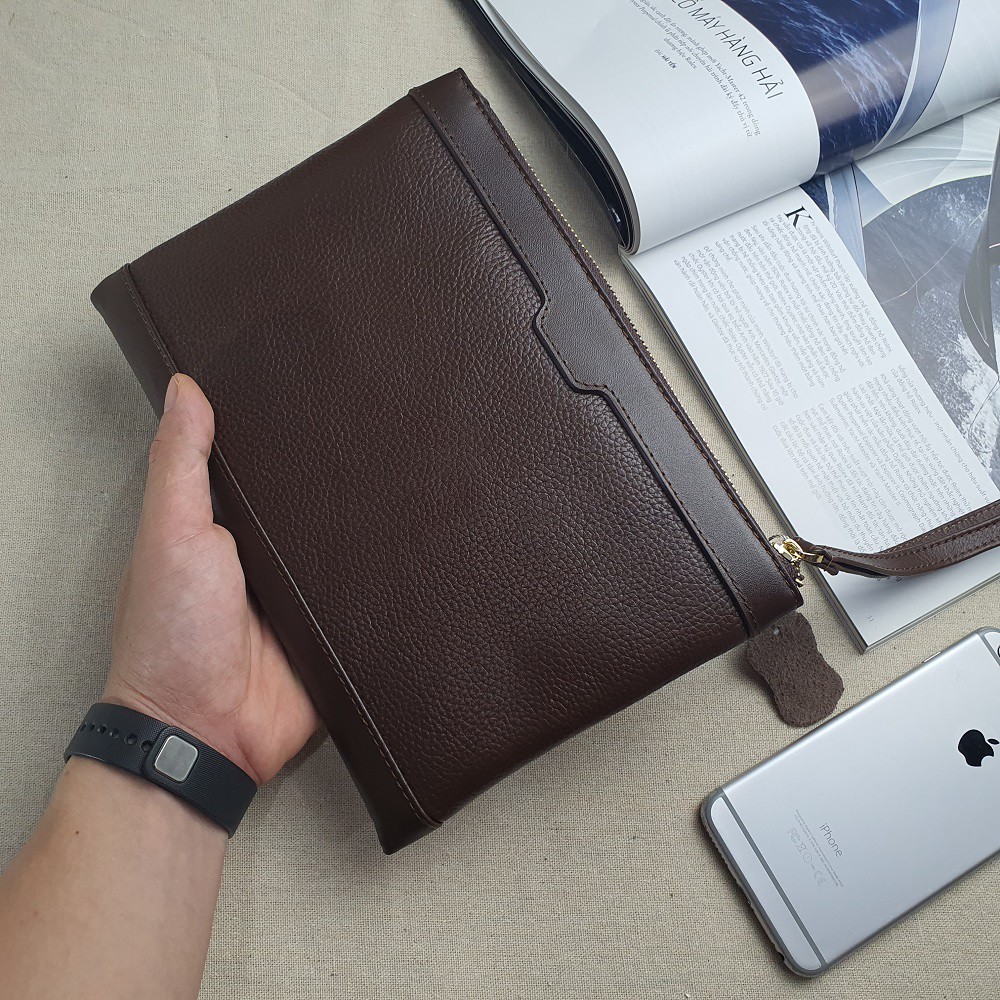 [Da thật] Ví Clutch Da Nam Cầm Tay, Ví Công Sở Da Bò Vân Mill - CL127 - Bảo Hành 3 Năm | BigBuy360 - bigbuy360.vn