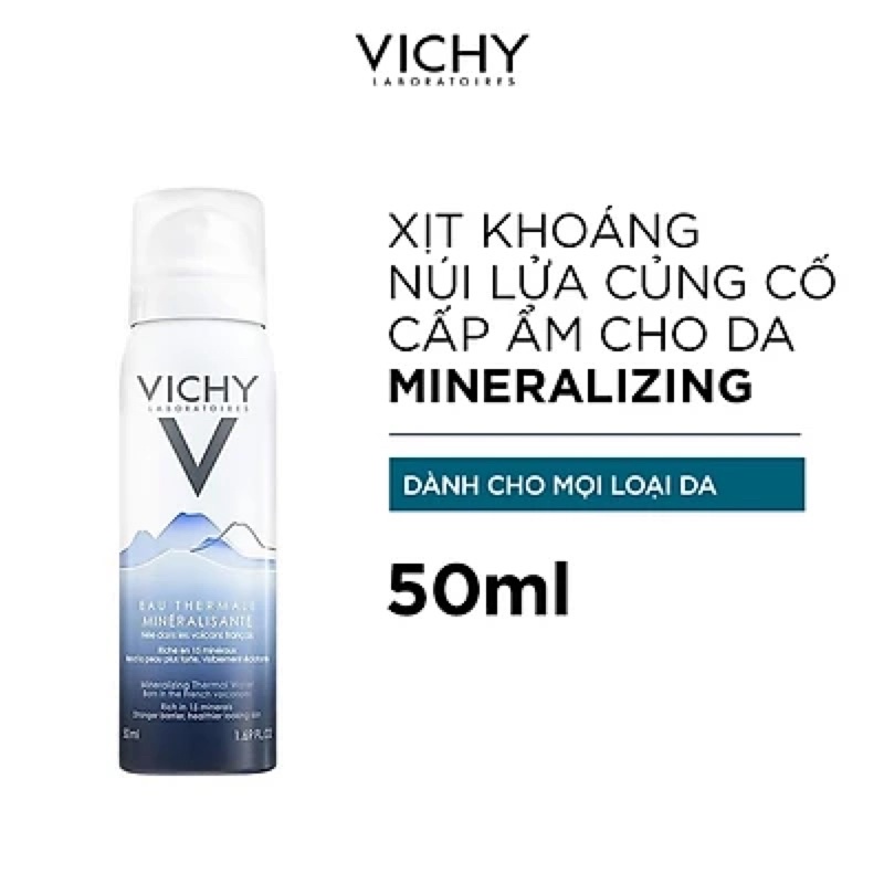 Bộ sản phẩm nước xịt khoáng cấp ẩm và bảo vệ da Vichy Mineralizing Thermal Water