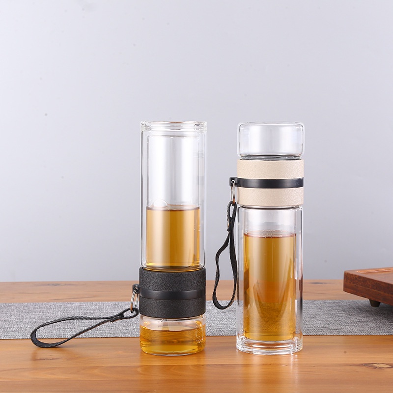 Bình pha trà thủy tinh 2 lớp chịu nhiệt cap cấp, bình có lõi lọc trà dung tích 450ml