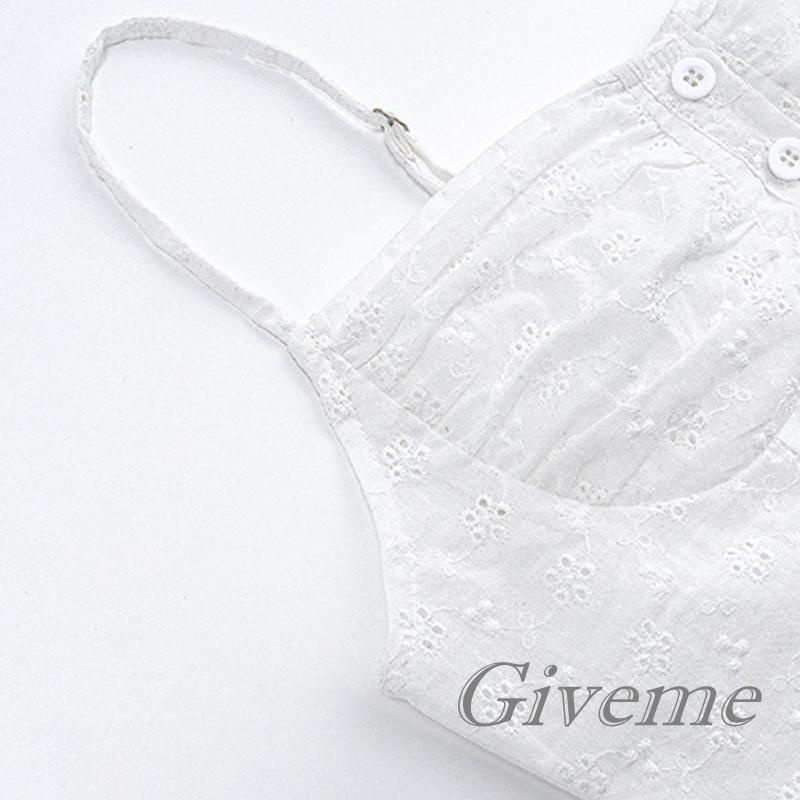 Givenme Áo Hai Dây Phối Nút Họa Tiết Hoa Thời Trang Nữ Tính