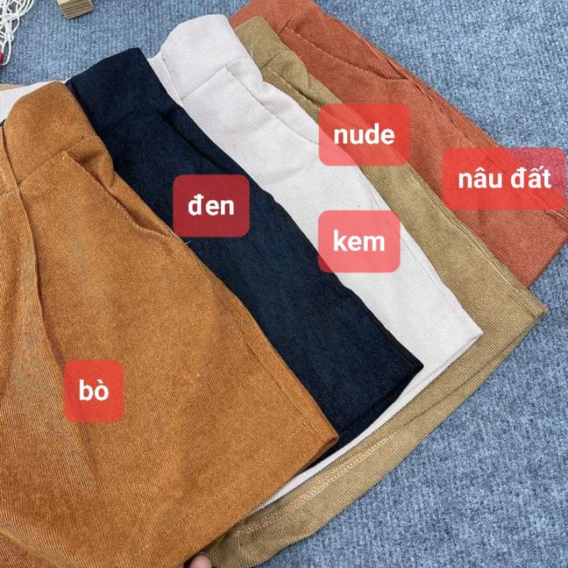 Quần short nhung tăm lưng thun cao 2 nút
