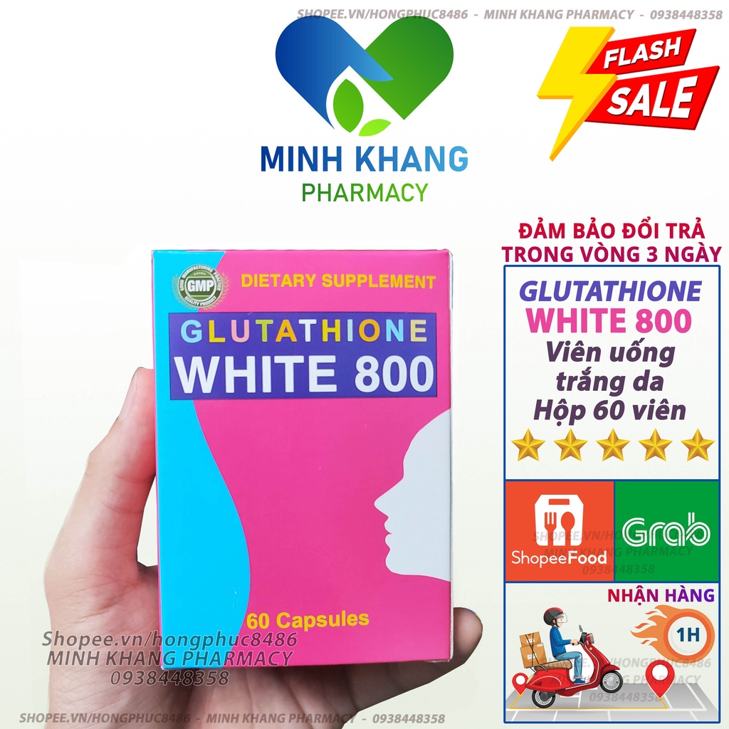 Viên uống trắng da Glutathione White 800 toàn thân chống lão hoá nám da cấp tốc hỗ trợ ngừa nám 60 viên