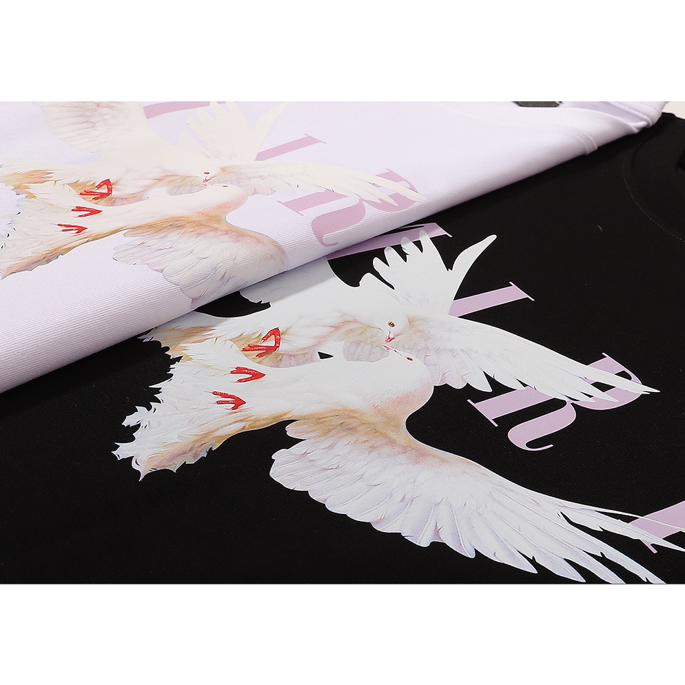 Áo Thun cotton Tay Ngắn Dáng Rộng In Chữ AMIRI peace pigeon Thời Trang Cho Cặp Đôi