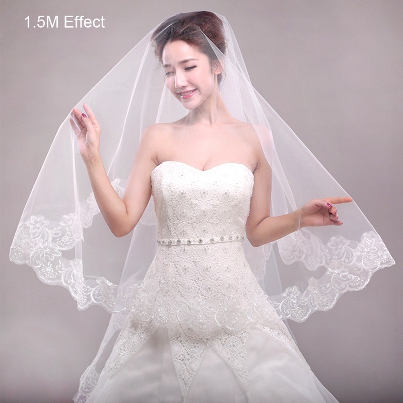 Mạng Che Mặt Bằng Vải Tuyn Màu Trắng Siêu Dài 1.5/2/3M Không Đầu Lược