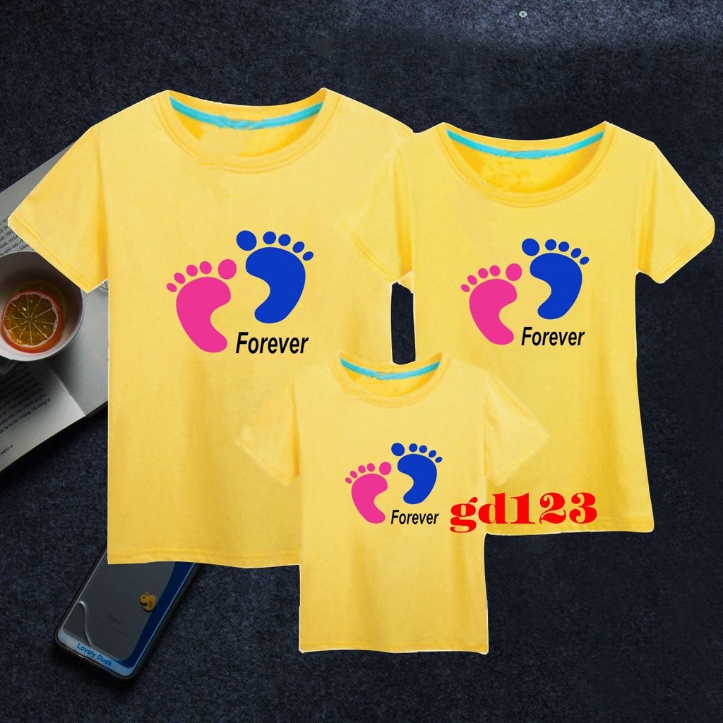 Đồ cặp gia đình 4 người in dấu chân forever -- [Giá niêm yết là giá của 1 áo]