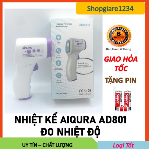 Nhiệt Kế Điện Tử Hồng Ngoại AIQURA AD801- Nhanh chóng, chính xác - Hàng chính hãng 100%