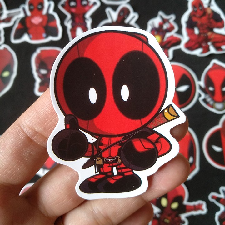 Miếng dán Sticker nhân vật DeadPool trọn bộ 35 hình - In rõ ràng sắc nét khó tróc