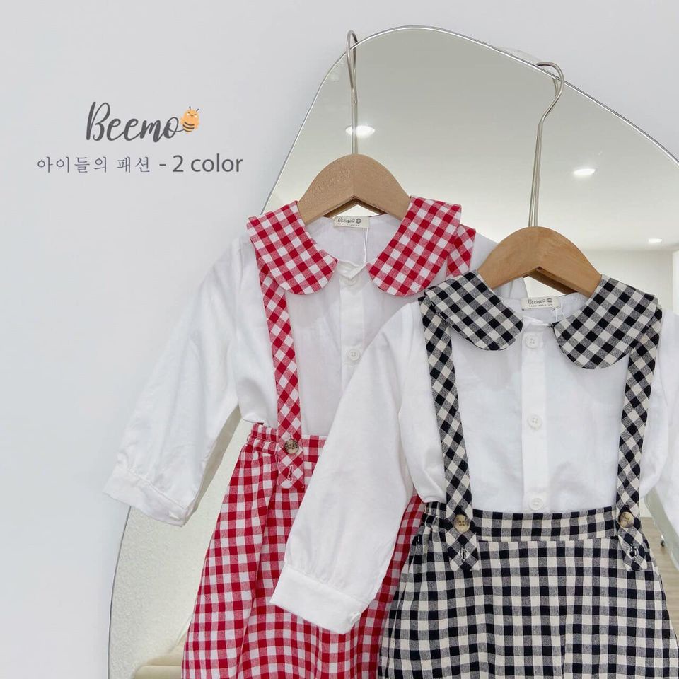 Set yếm váy kèm sơ mi cho bé