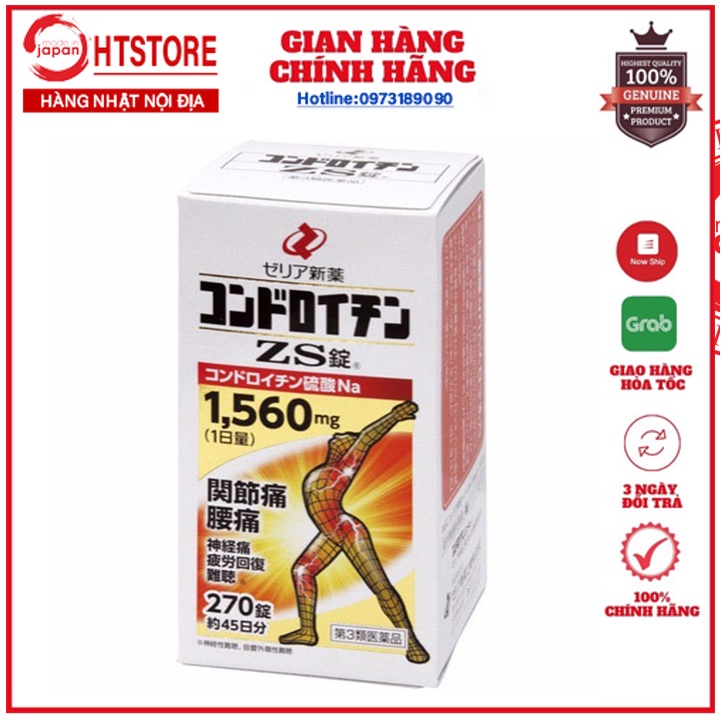 Viên uống hỗ trợ xương khớp Chondroitin ZS nhện Nhật bản gói 60v hộp 108, 180 và 270 viên
