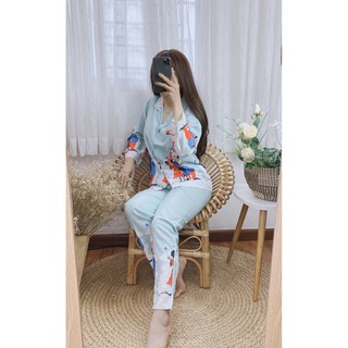 BỘ PIJAMA LỤA TAY DÀI QUẦN DÀI SP0104