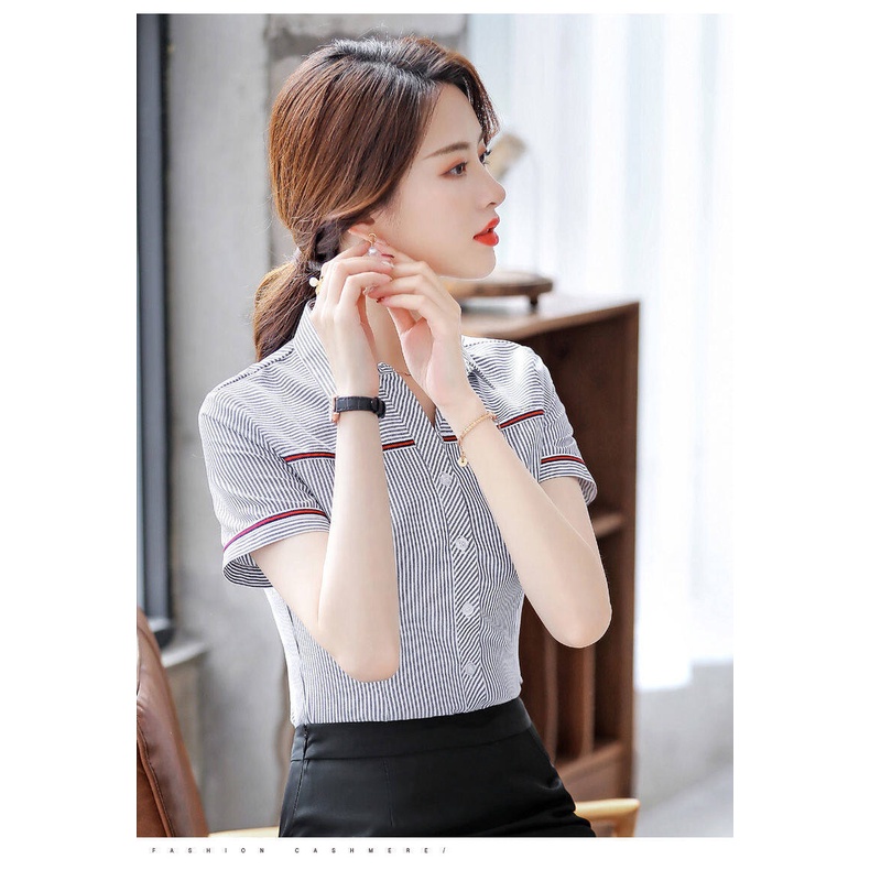 Áo Sơ Mi Nữ Tay Ngắn Kẻ Sọc Thời Trang Công Sở