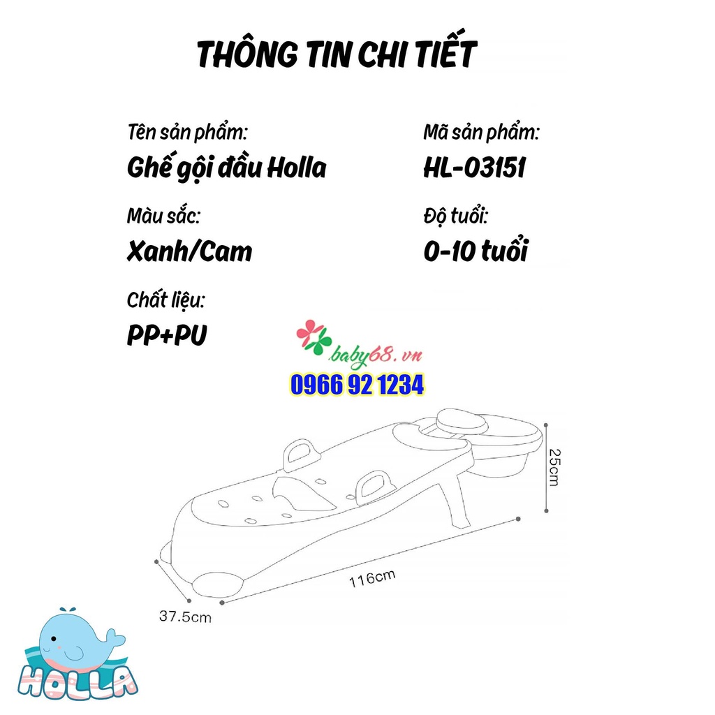 Ghế gội đầu cho bé size lớn bệ gội đầu gấp gọn có tay vịn nấc điều chỉnh Holla HL-03151