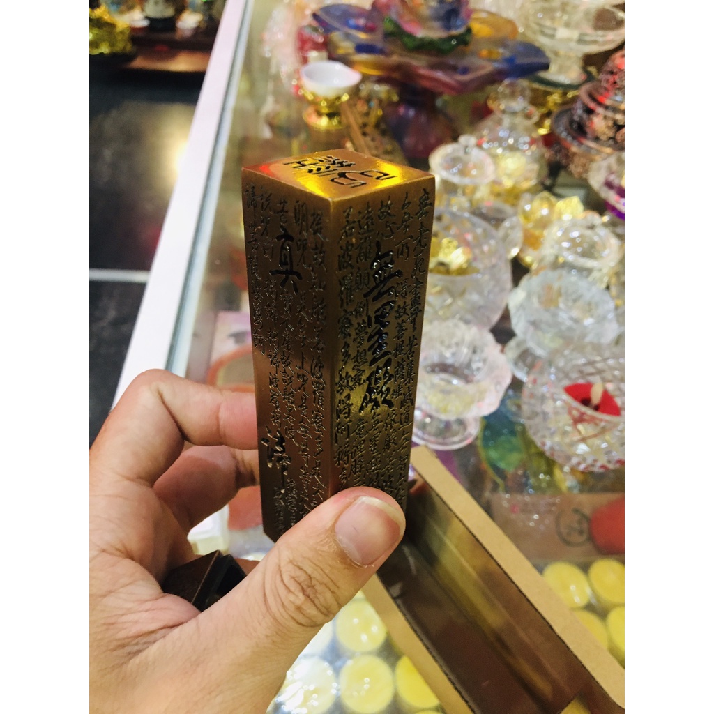 Lư hương trụ bát nhã tâm kinh 14cm, xông trầm -Nhơn Phát