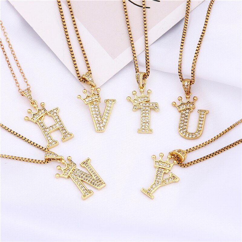 Vòng cổ Mặt Chữ Cái Từ A-Z Đính Đá Zircon Sang Trọng