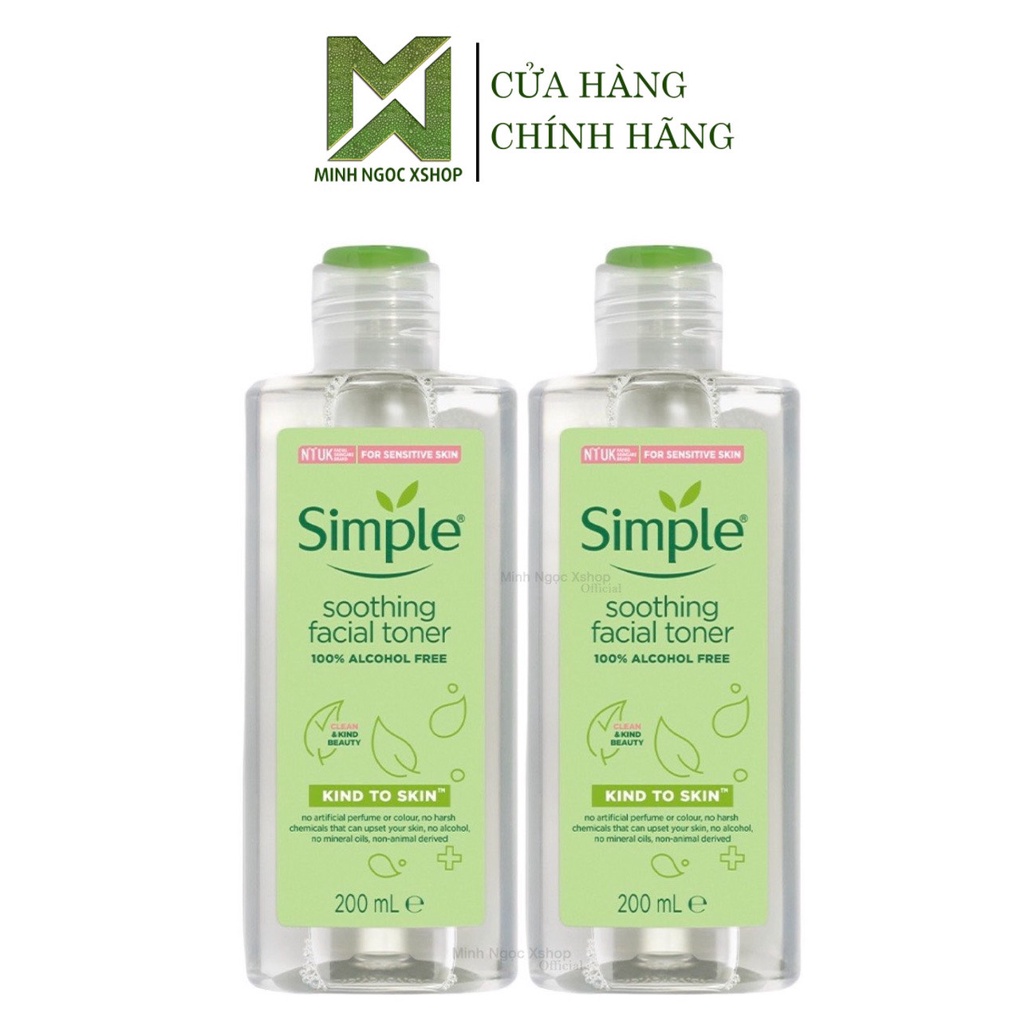Combo 2 chai nước hoa hồng dịu da Simple Soothing Facial Toner 200ml