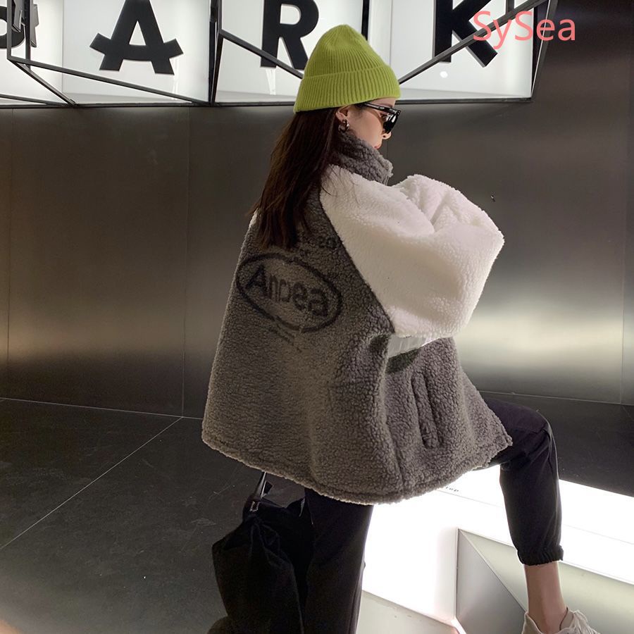 Áo khoác lông cừu form rộng thời trang mùa đông cho nữ