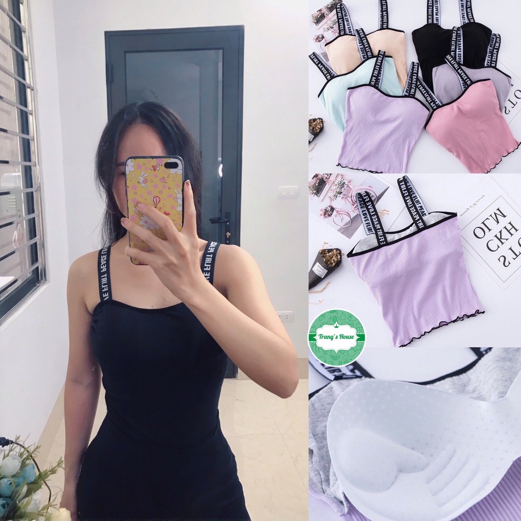 Áo hai dây croptop cotton tăm full màu siêu hot xinh xắn cho nữ M04