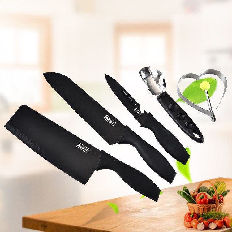 BỘ DAO 5 MÓN LÀM BẾP CAO CẤP BUCK BLACK - CHẤT LIỆU THÉP KHÔNG GỈ